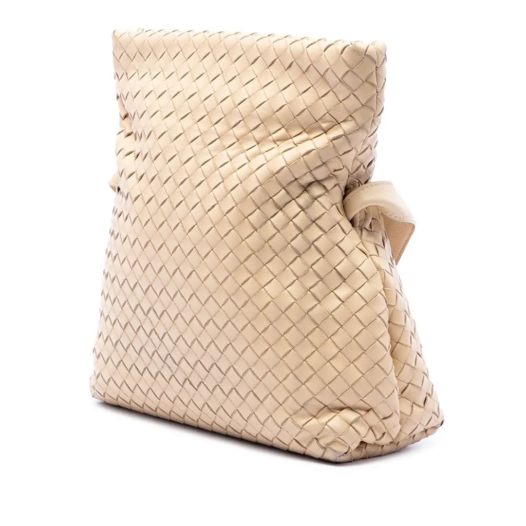 Bottega Veneta Nappa Intrecciato Fold Crossbody Beige Leather Very good - Back View