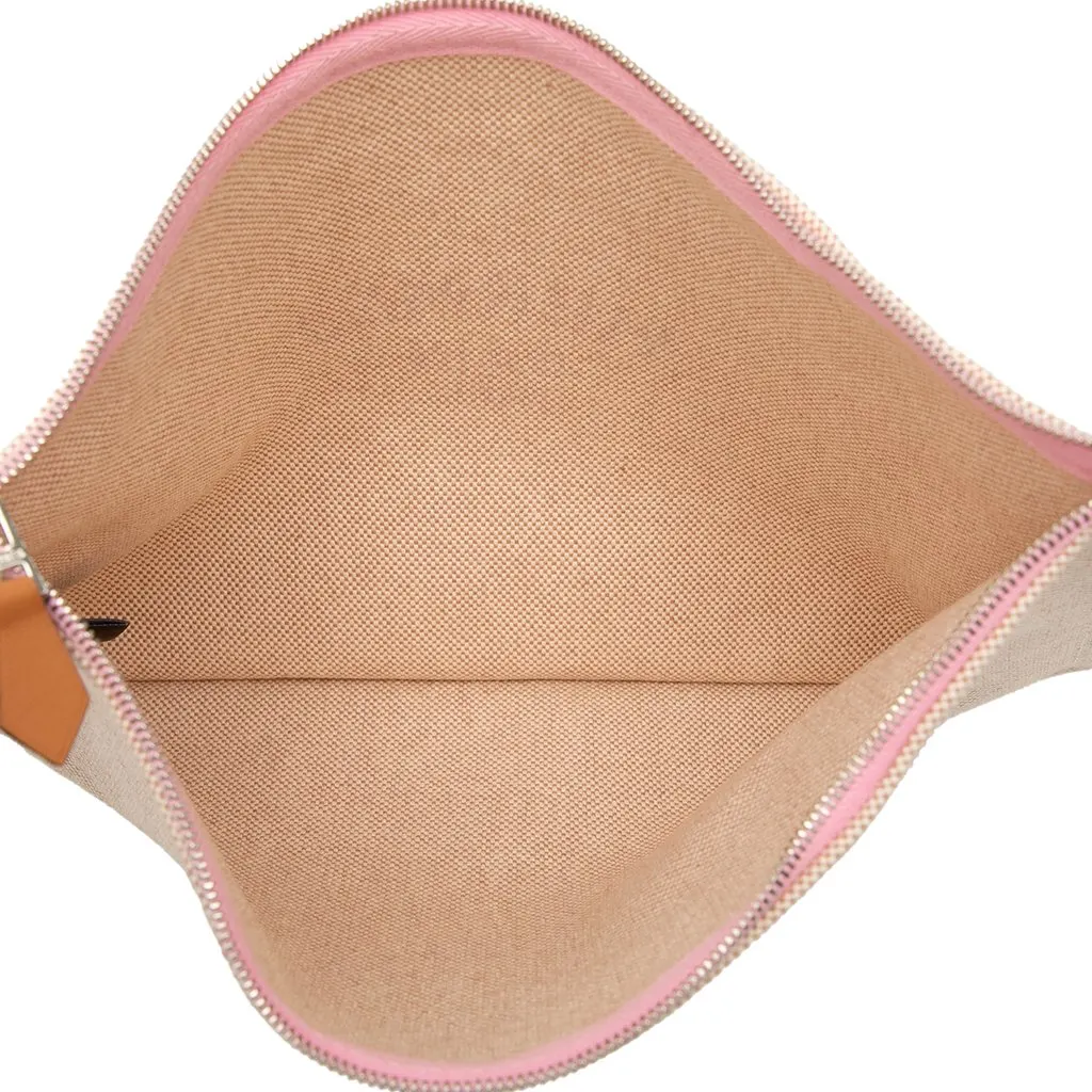 Hermès Large Toile Bain New Yachting Flat Pouch Beige Very good - Model View