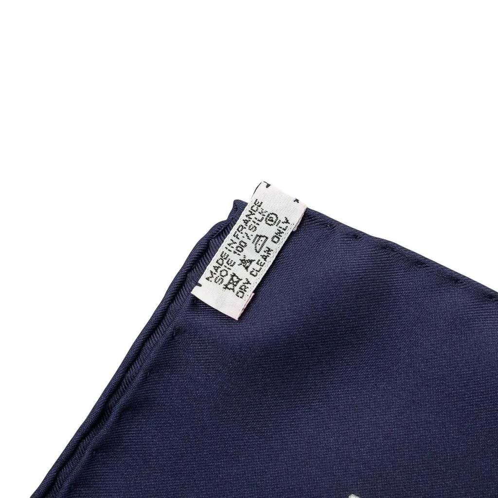 Hermès Grands Fonds II Silk Scarf 90 Blue Silk Good - Inside View