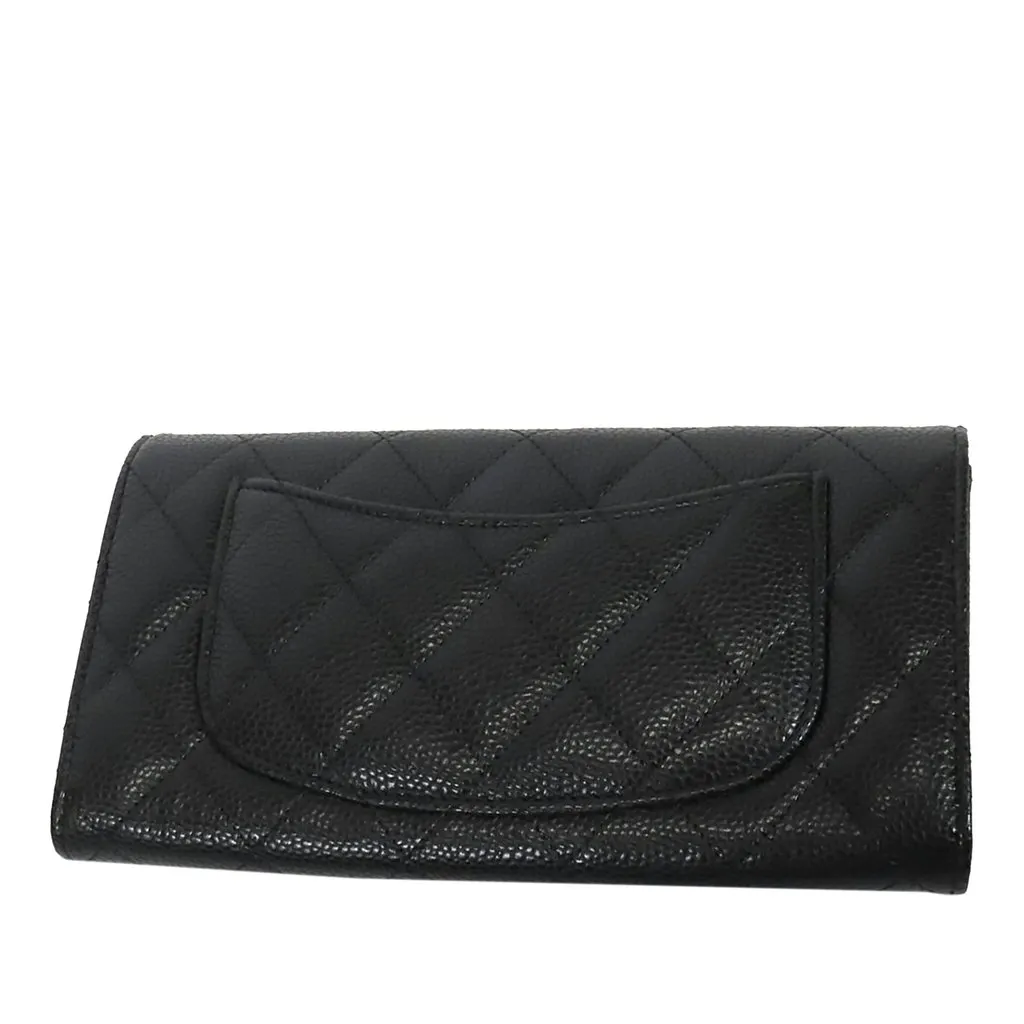 Chanel Classic Caviar Flap Wallet Black Leather Very good - Inside View