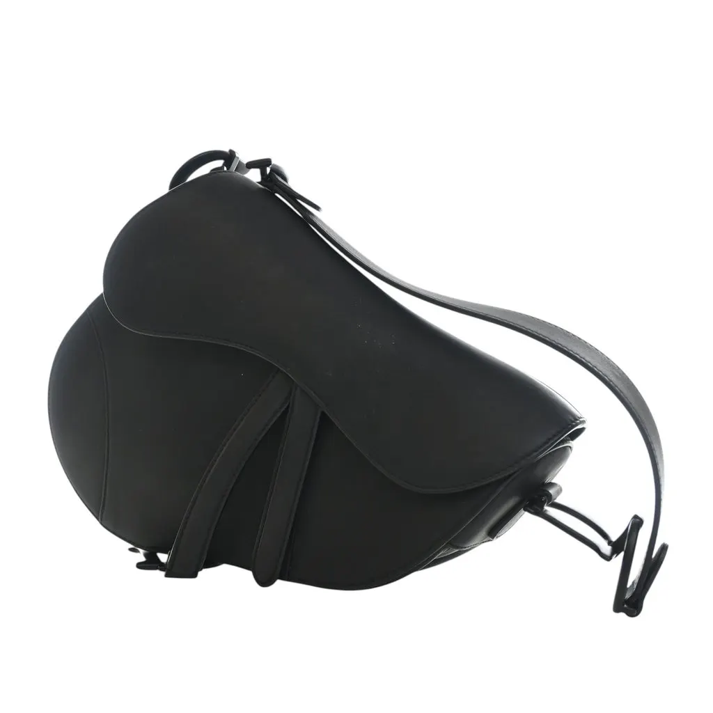 Dior Ultra Matte Calfskin Saddle Bag Black Leather Very good - Front View