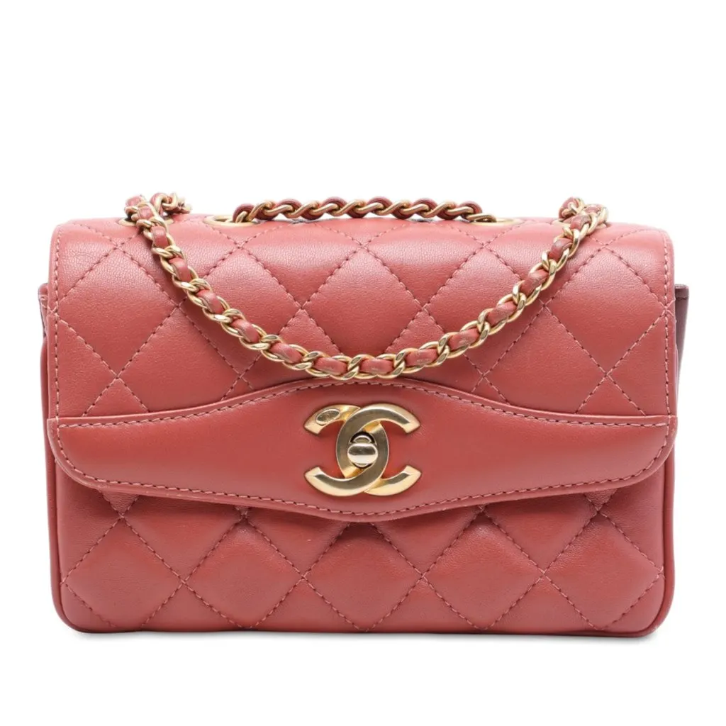 Chanel Small Quilted Lambskin Daily Companion Flap Pink Leather Very good - Front View