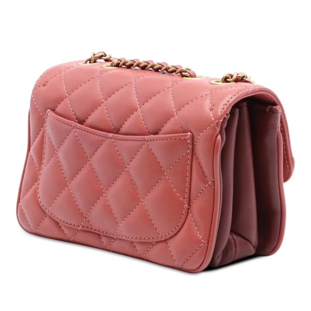 Chanel Small Quilted Lambskin Daily Companion Flap Pink Leather Very good - Back View