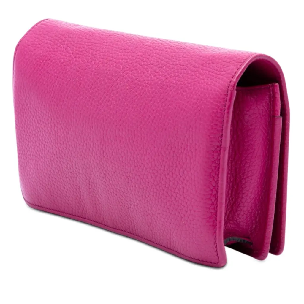 Gucci Pebbled Calfskin Soho Wallet On Chain Pink Leather Very good - Back View