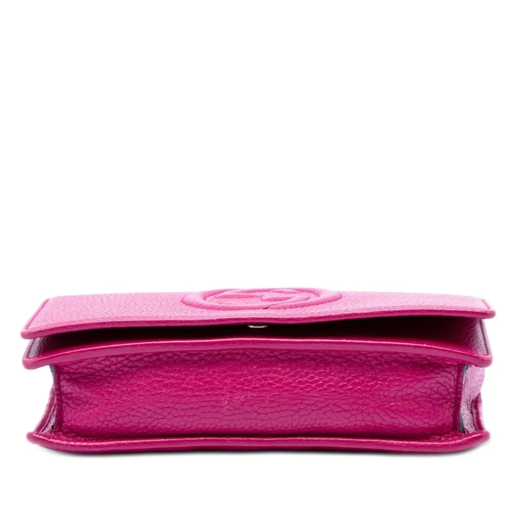 Gucci Pebbled Calfskin Soho Wallet On Chain Pink Leather Very good - Inside View