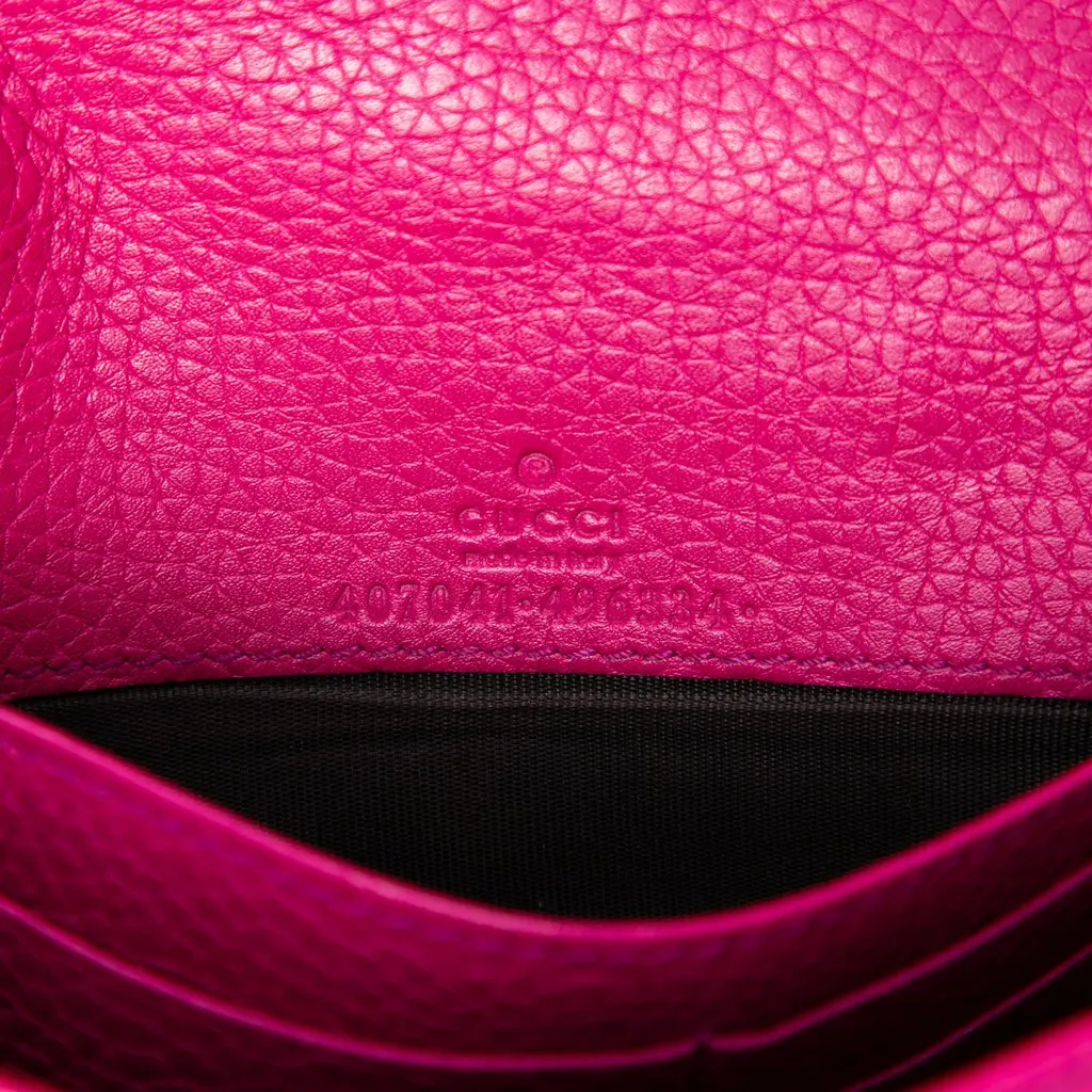 Gucci Pebbled Calfskin Soho Wallet On Chain Pink Leather Very good - Box View