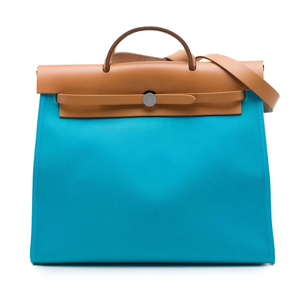 Hermès Toile Verso Herbag Zip 39 Blue Very good - Front View