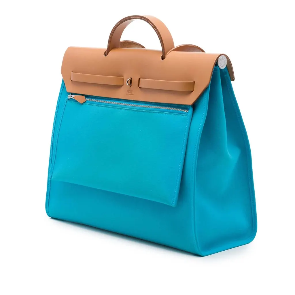 Hermès Toile Verso Herbag Zip 39 Blue Very good - Back View