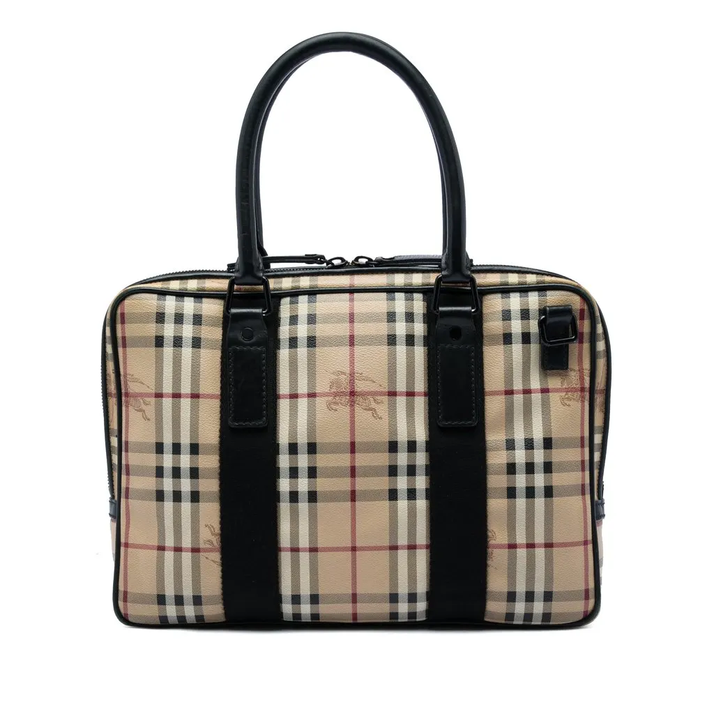 Burberry Haymarket Check Coated Canvas Business Bag Beige Canvas Very good - Front View