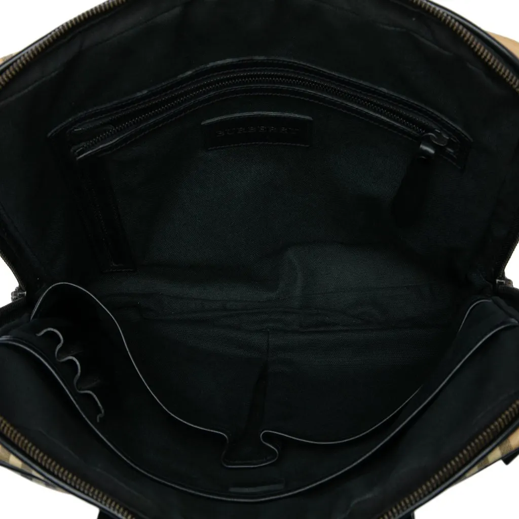Burberry Haymarket Check Coated Canvas Business Bag Beige Canvas Very good - Model View