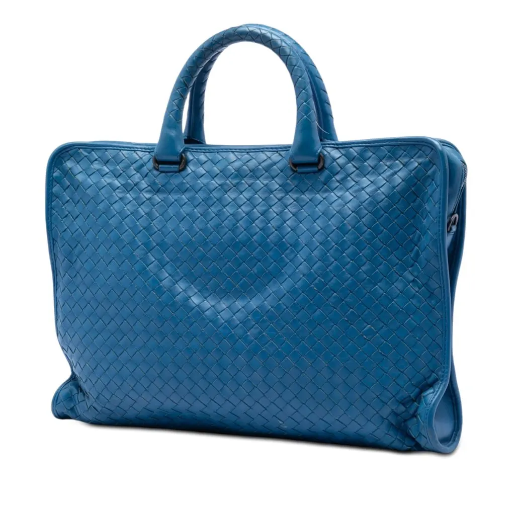 Bottega Veneta Nappa Intrecciato Briefcase Blue Leather Very good - Back View