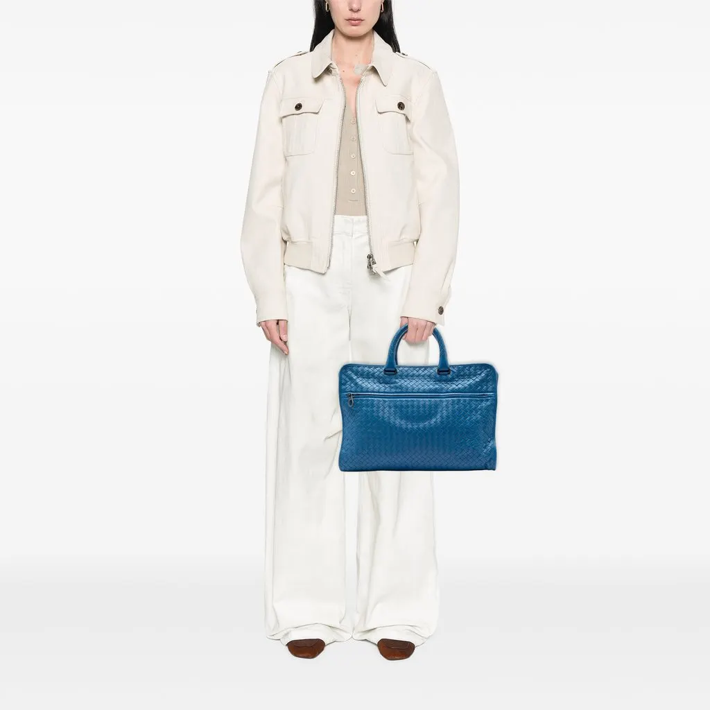 Bottega Veneta Nappa Intrecciato Briefcase Blue Leather Very good - Box View
