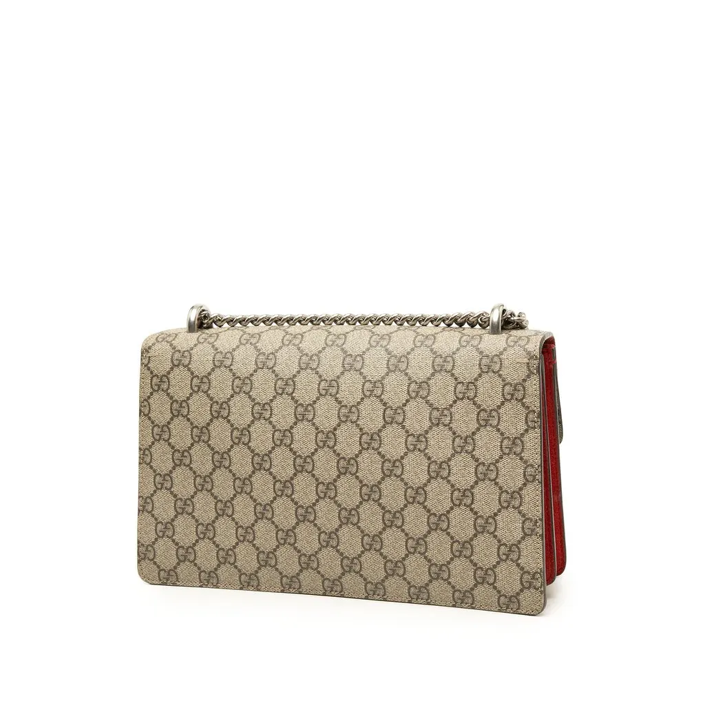 Gucci Medium GG Supreme Dionysus Shoulder Bag Beige Canvas Good - Back View