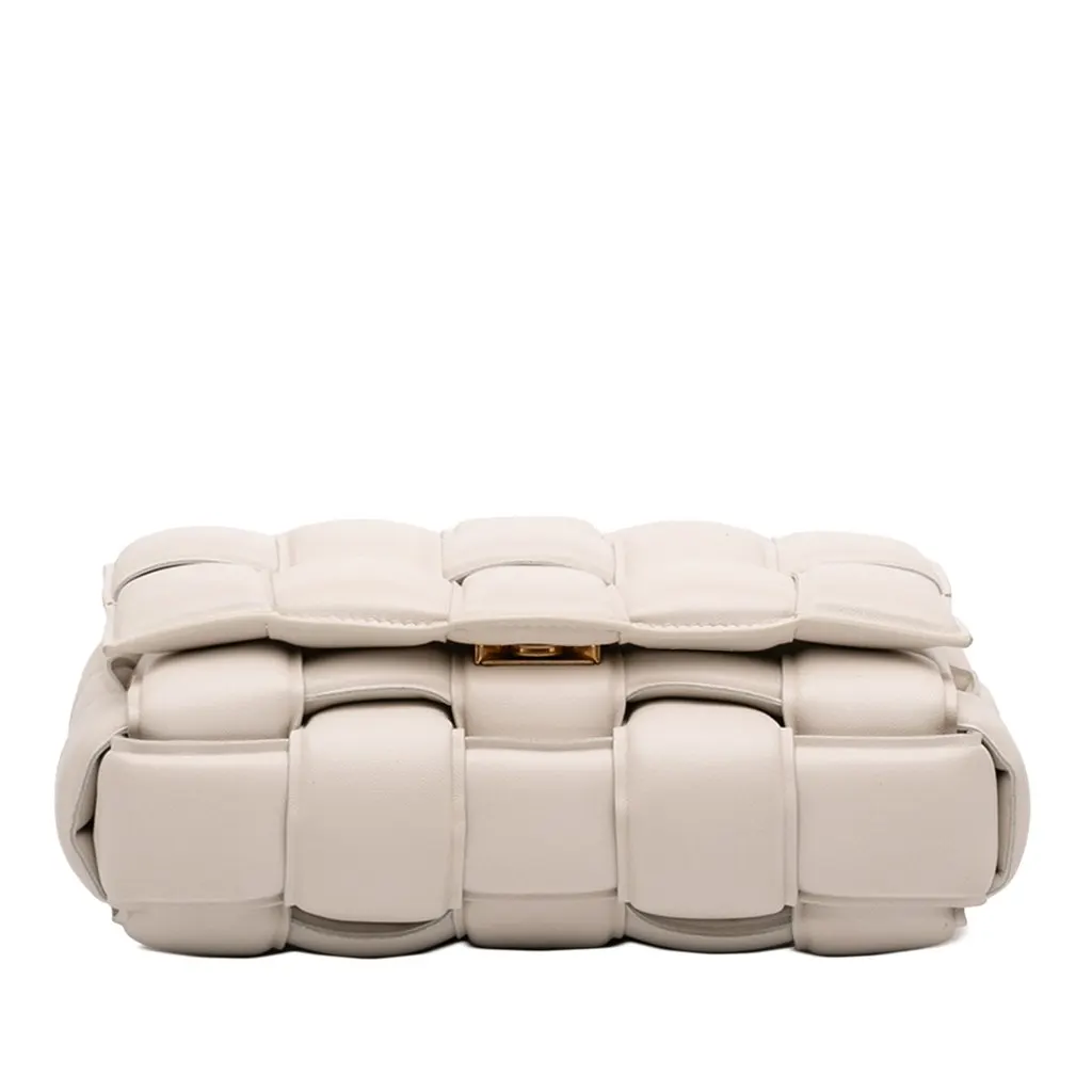 Bottega Veneta Nappa Intrecciato Padded Chain Cassette Satchel White Leather Very good - Inside View