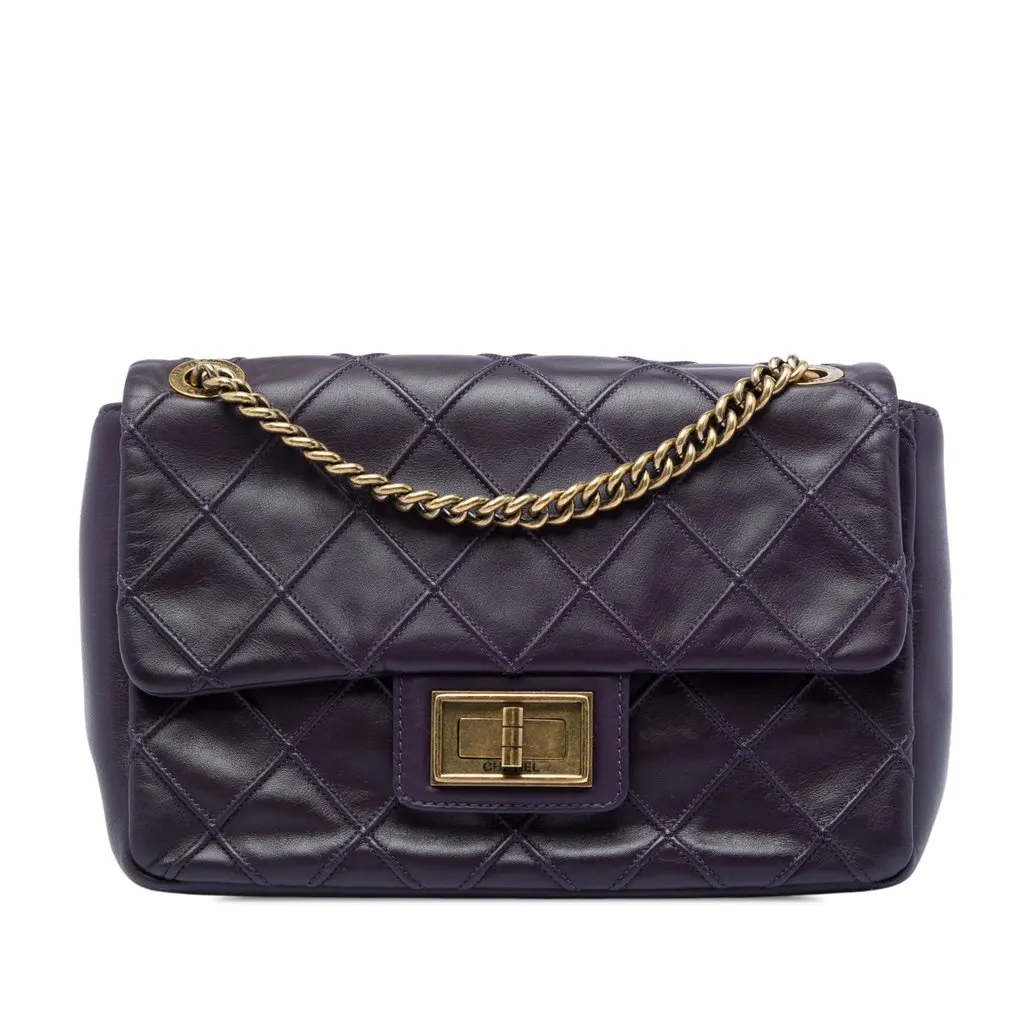 Chanel Small Diamond Debossed Calfskin Reissue 2.55 Cosmos Flap Purple Leather Very good - Front View