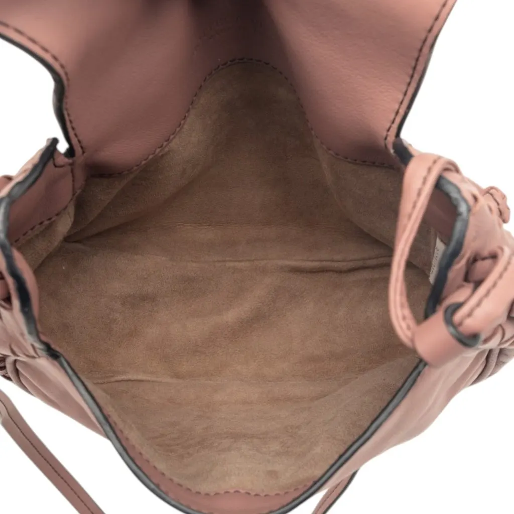 Bottega Veneta Small Intrecciato Trimmed Nappa Nodini Flap Pink Leather Very good - Model View