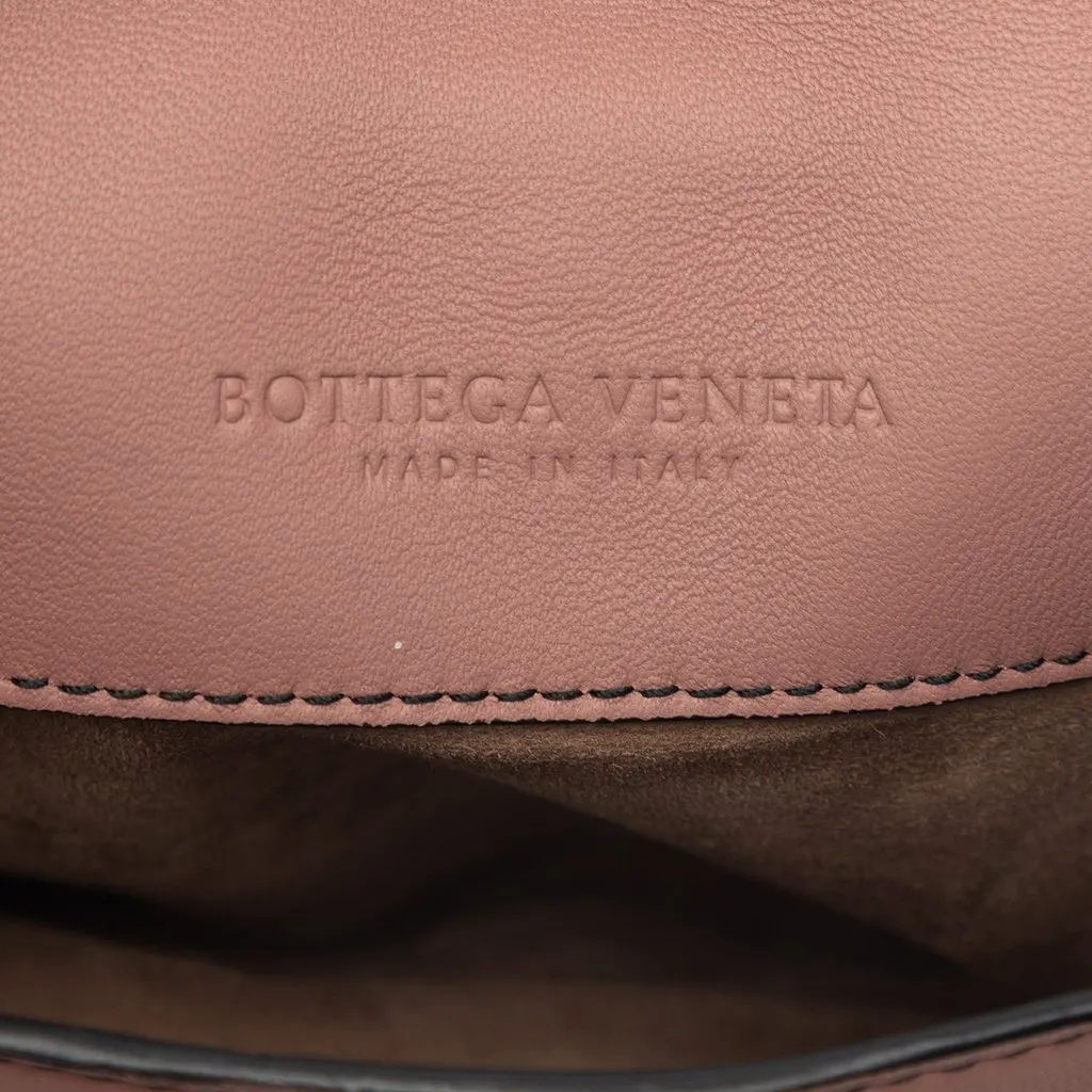 Bottega Veneta Small Intrecciato Trimmed Nappa Nodini Flap Pink Leather Very good - Box View