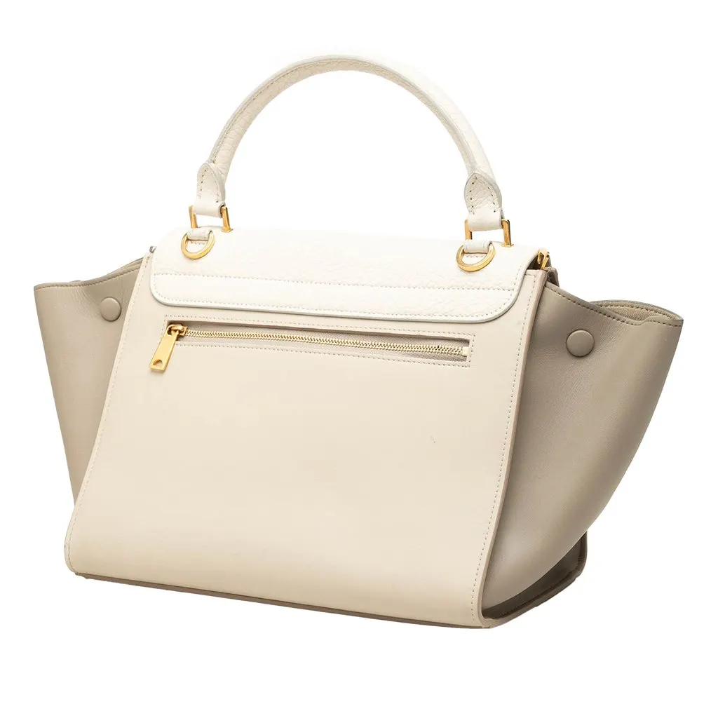 Celine Small Tricolor Calfskin Trapeze Satchel Brown Leather Very good - Back View