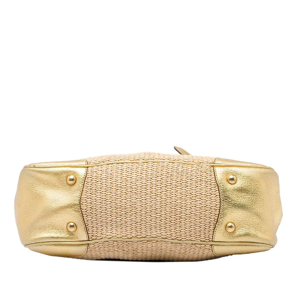 Prada Cinghiale Trimmed Paglia Shoulder Bag Gold Very good - Inside View