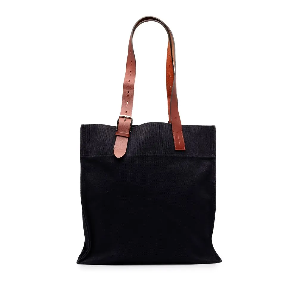 Hermès Toile Etriviere Shopping Tote Blue Canvas Very good - Front View