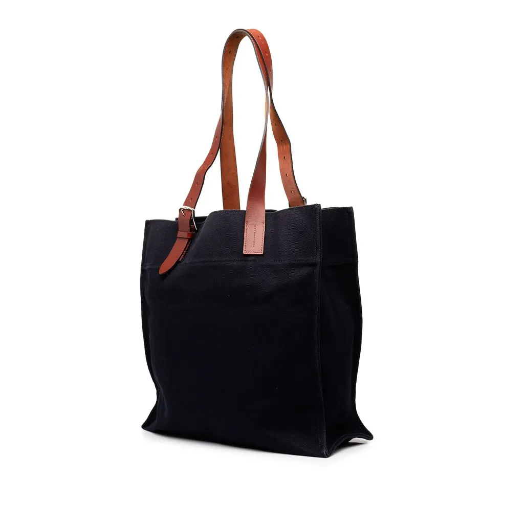 Hermès Toile Etriviere Shopping Tote Blue Canvas Very good - Back View