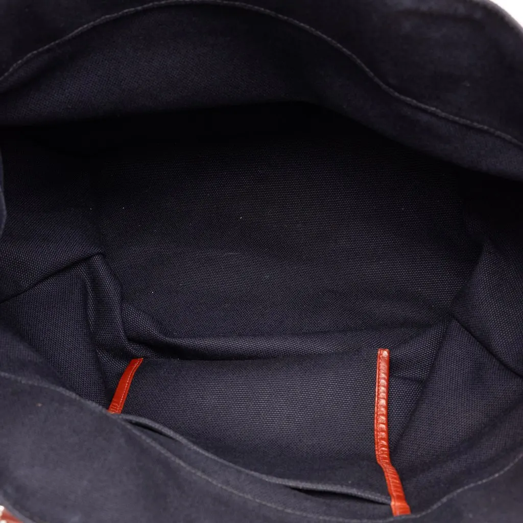 Hermès Toile Etriviere Shopping Tote Blue Canvas Very good - Model View
