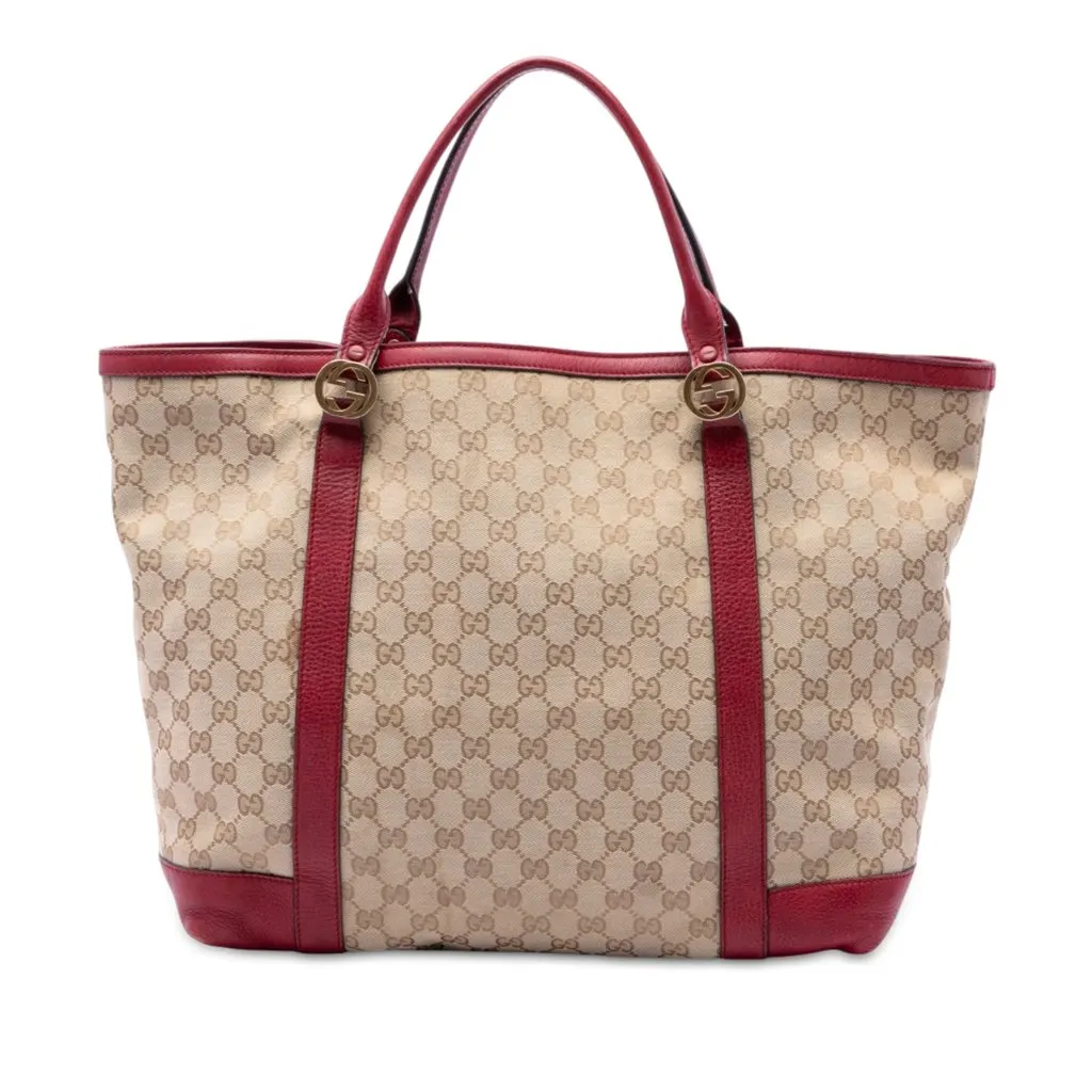Gucci GG Canvas Twins Tote Beige Good - Front View