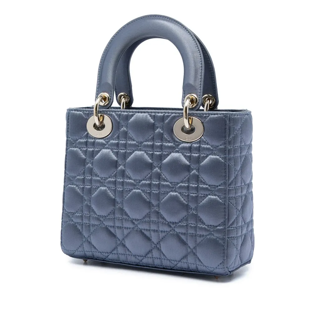Dior Small Satin Cannage Swarovski Lady Dior Blue Very good - Back View