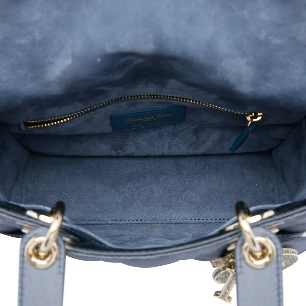 Dior Small Satin Cannage Swarovski Lady Dior Blue Very good - Model View