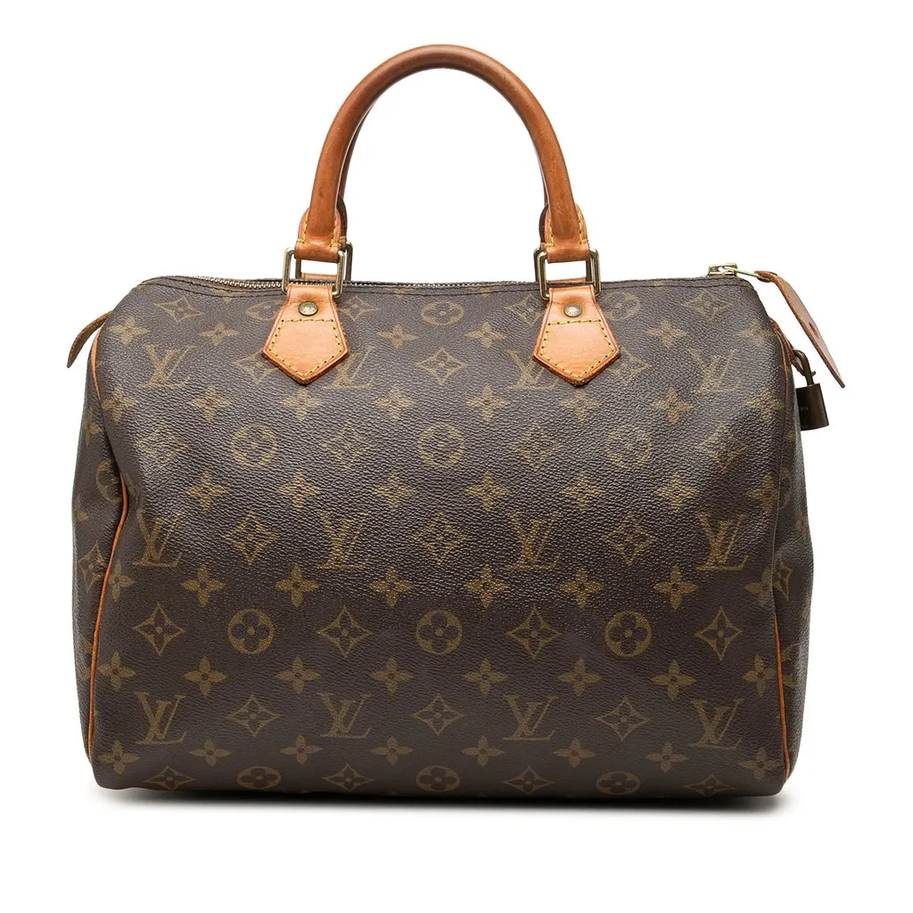 Louis Vuitton Monogram Speedy 30 Brown Canvas Good - Front View