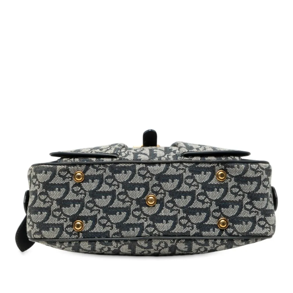 Dior Mini Diorissimo Trotter Canvas Double Saddle Bowler Bag Blue Canvas Very good - Inside View
