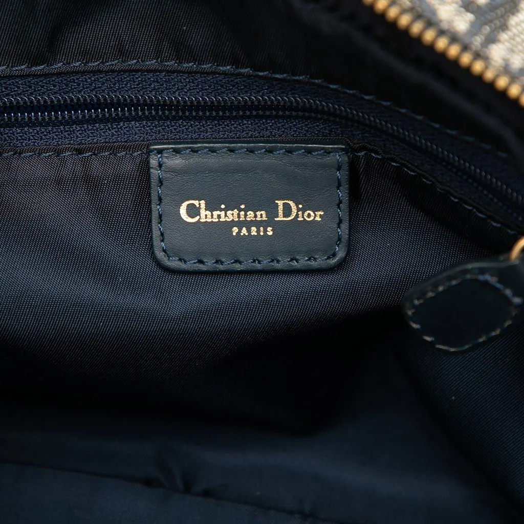 Dior Mini Diorissimo Trotter Canvas Double Saddle Bowler Bag Blue Canvas Very good - Box View