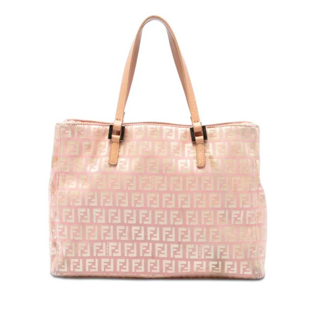 Fendi Zucchino Canvas Tote Pink Very good - Front View