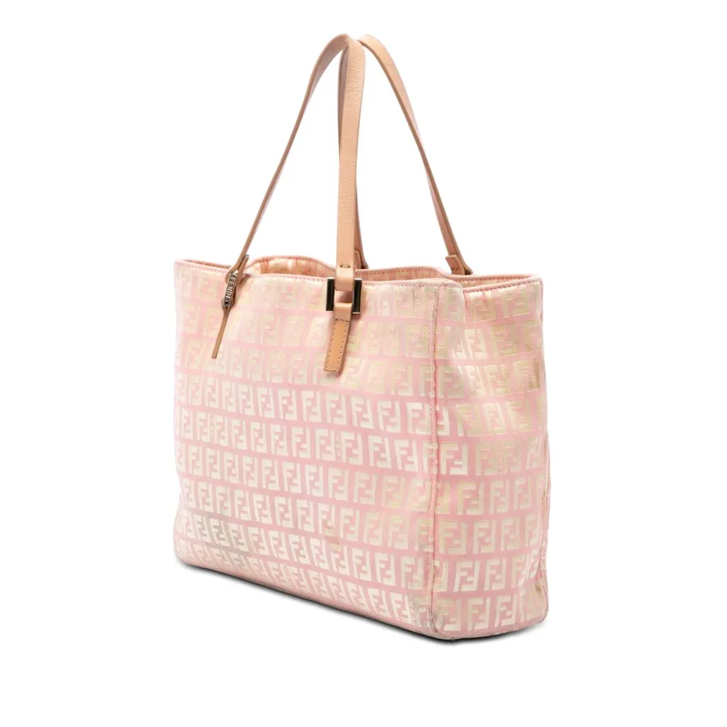 Fendi Zucchino Canvas Tote Pink Very good - Back View