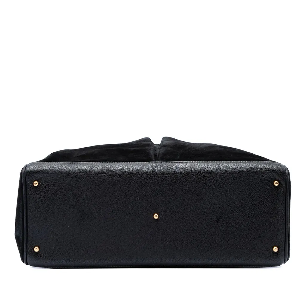Gucci Suede Bamboo Satchel Black Leather Very good - Inside View