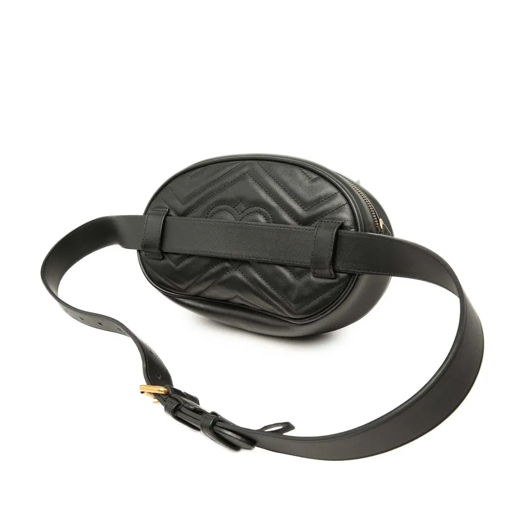 Gucci Large GG Marmont Matelasse Calfskin Belt Bag Black Leather Very good - Back View