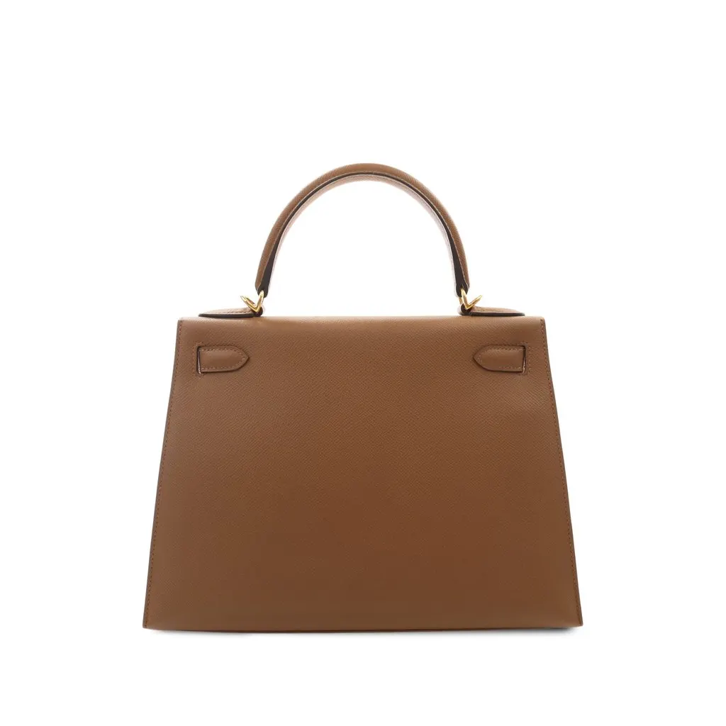 Hermès Epsom Kelly II Sellier 28 Brown Leather Never worn - Back View