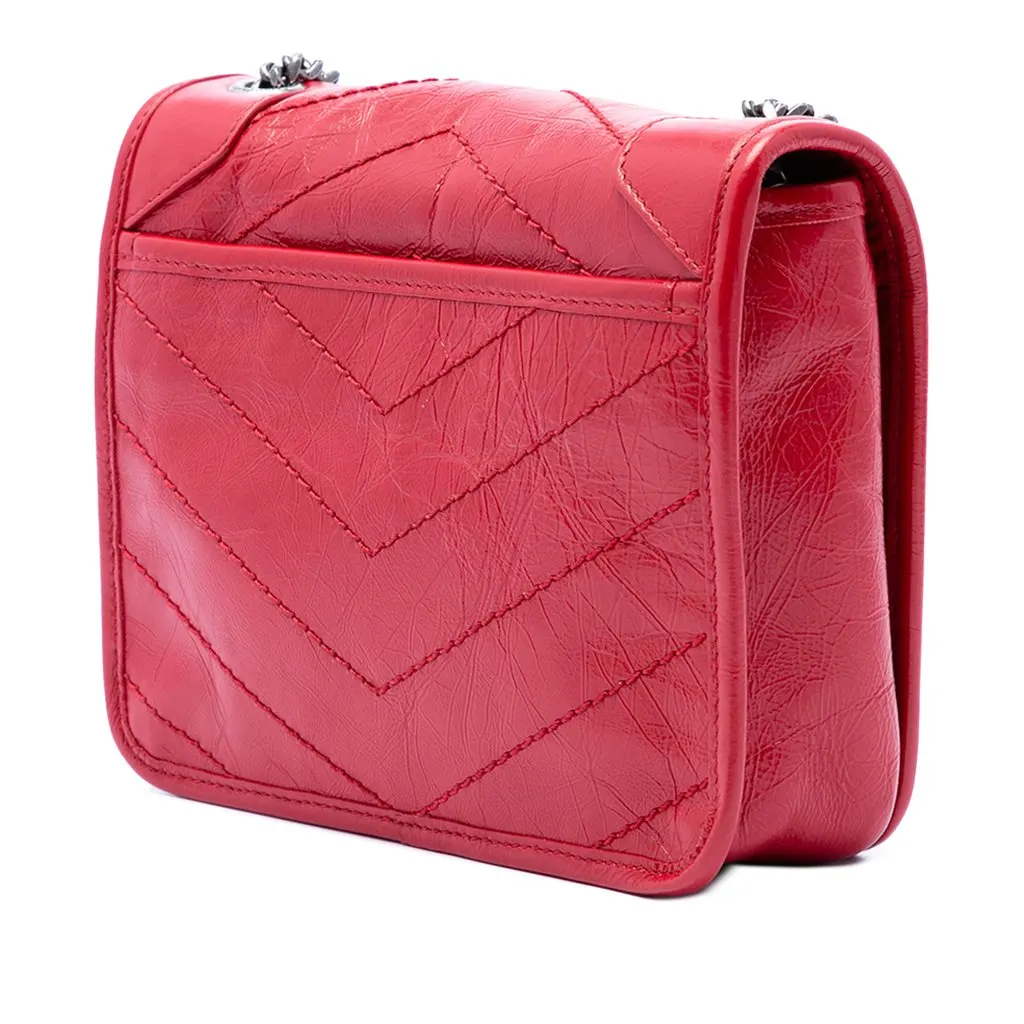 Saint Laurent Crinkled Calfskin Niki Wallet on Chain Red Leather Very good - Back View