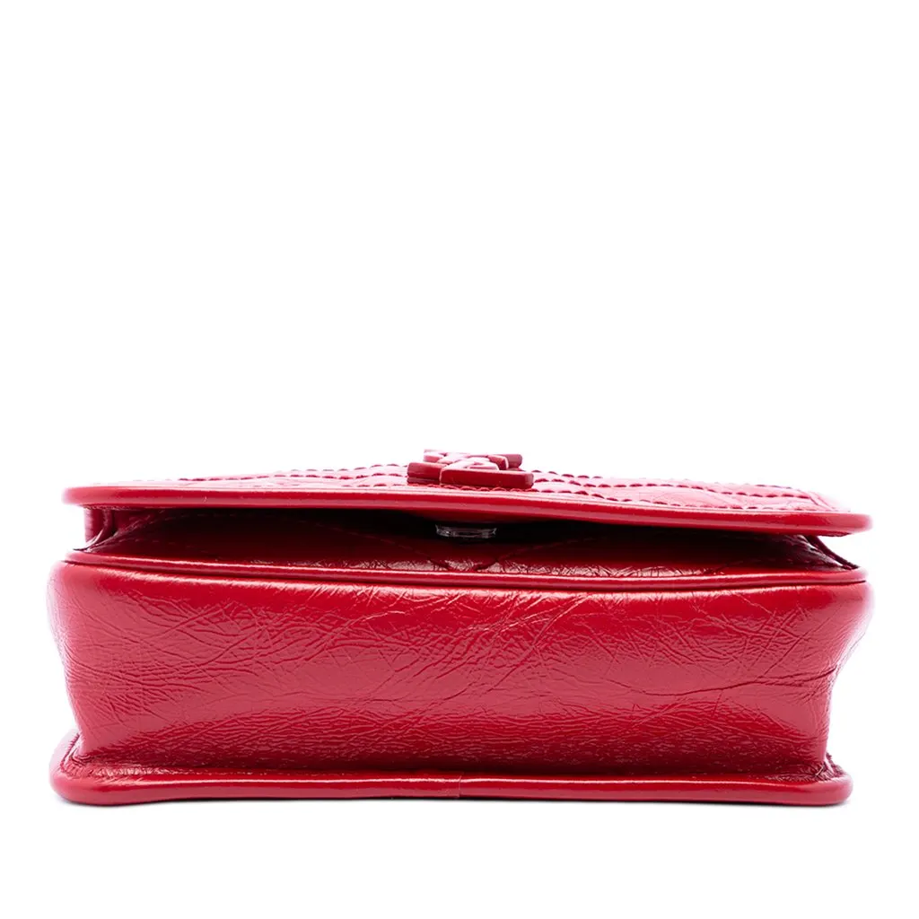 Saint Laurent Crinkled Calfskin Niki Wallet on Chain Red Leather Very good - Inside View
