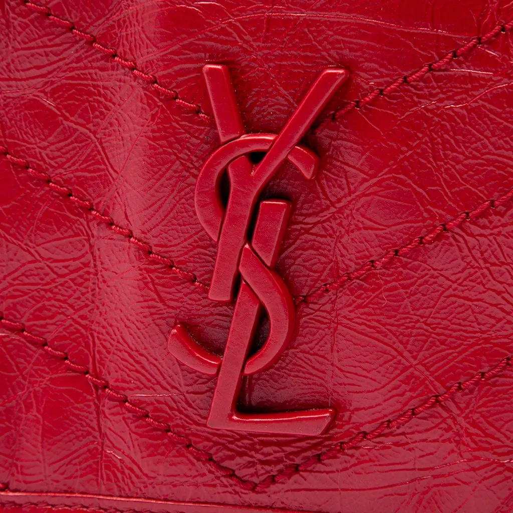 Saint Laurent Crinkled Calfskin Niki Wallet on Chain Red Leather Very good - Box View