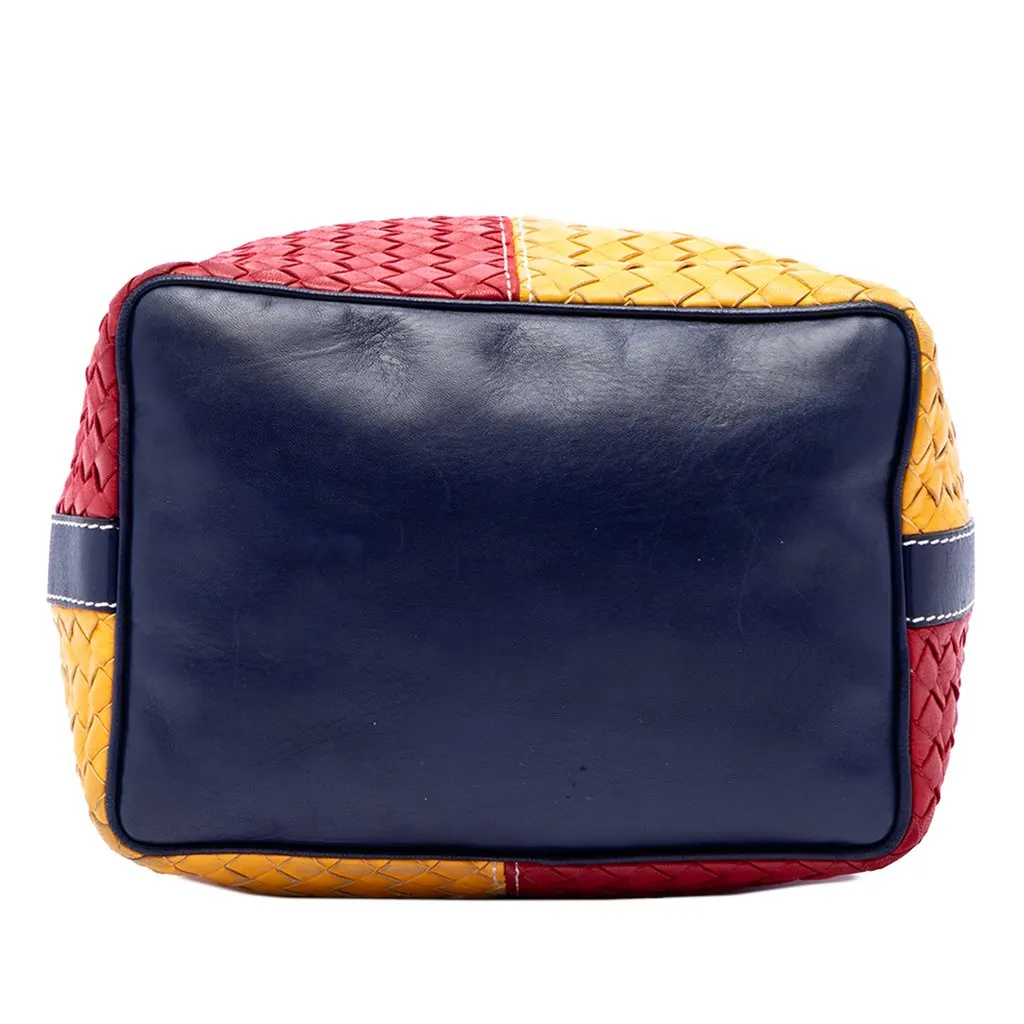 Bottega Veneta Tricolor Nappa Intrecciato Drawstring Bucket Bag MultiColor Leather Good - Inside View