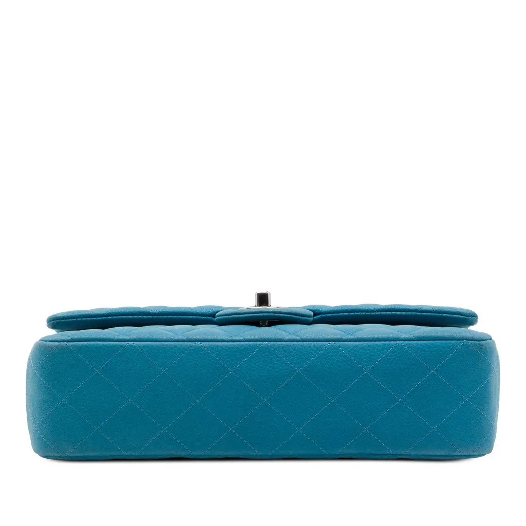 Chanel Medium Classic Caviar Double Flap Blue Leather Very good - Inside View
