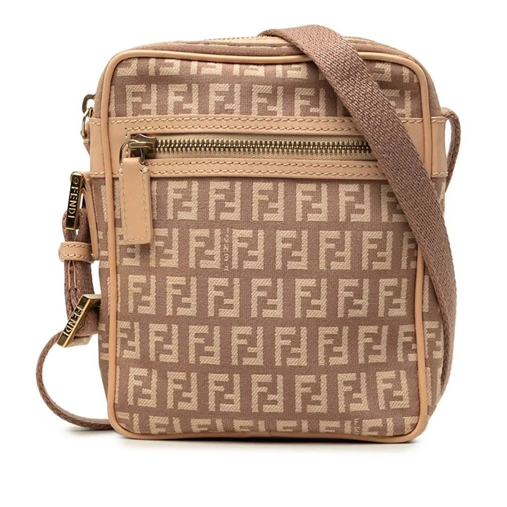 Fendi Zucchino Canvas Crossbody Beige Very good - Front View