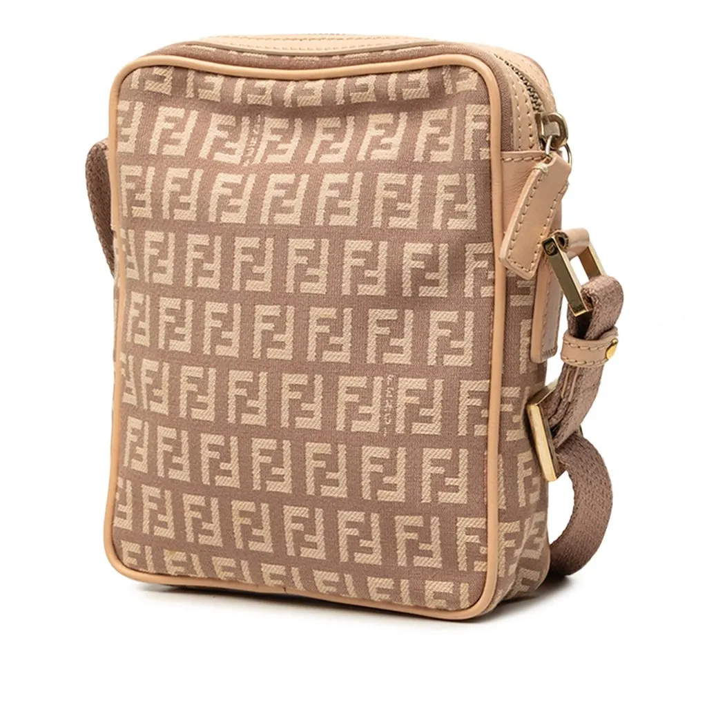 Fendi Zucchino Canvas Crossbody Beige Very good - Back View