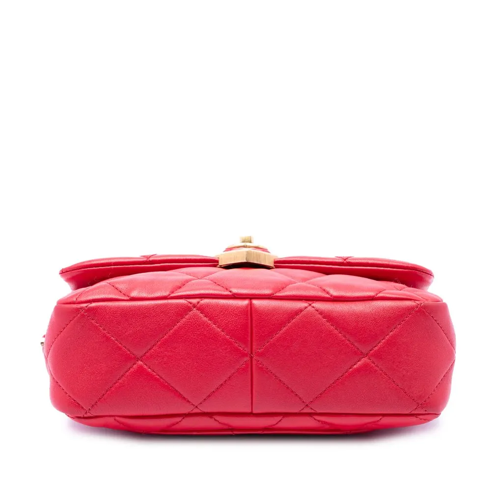 Chanel Small Quilted Lambskin Coco Love Flap Red Leather Very good - Inside View