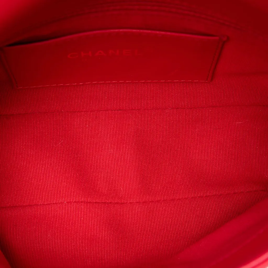Chanel Small Quilted Lambskin Coco Love Flap Red Leather Very good - Model View