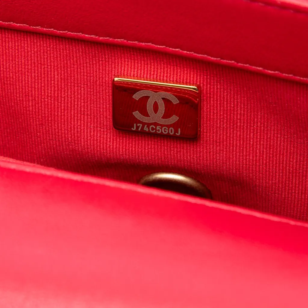Chanel Small Quilted Lambskin Coco Love Flap Red Leather Very good - Box View