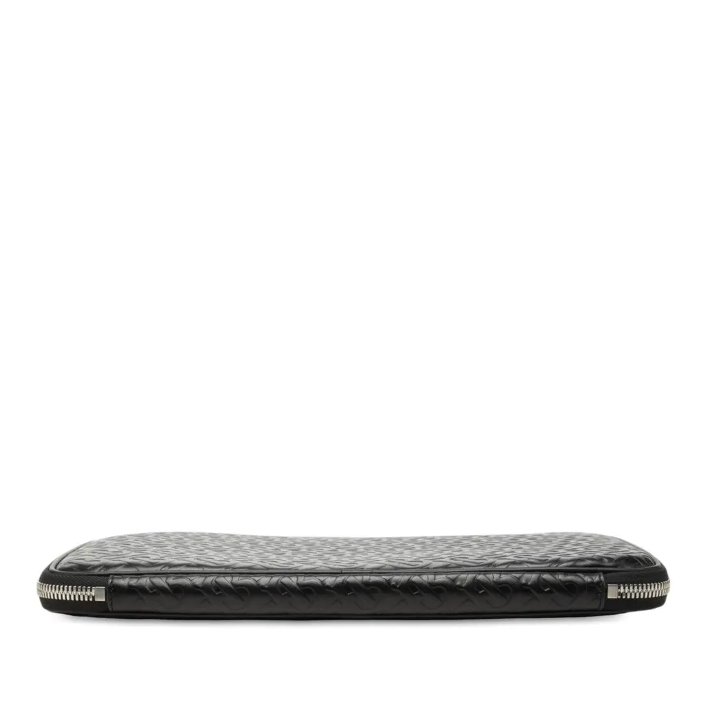 Burberry TB Monogram Embossed Calfskin Laptop Case Black Leather Very good - Inside View