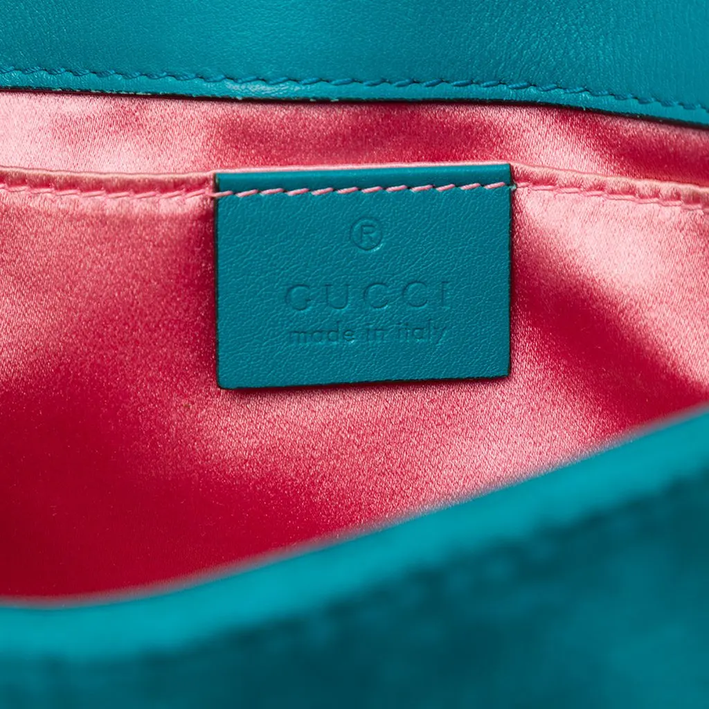 Gucci Small GG Marmont Matelasse Velvet Shoulder Bag Blue Velvet Good - Box View
