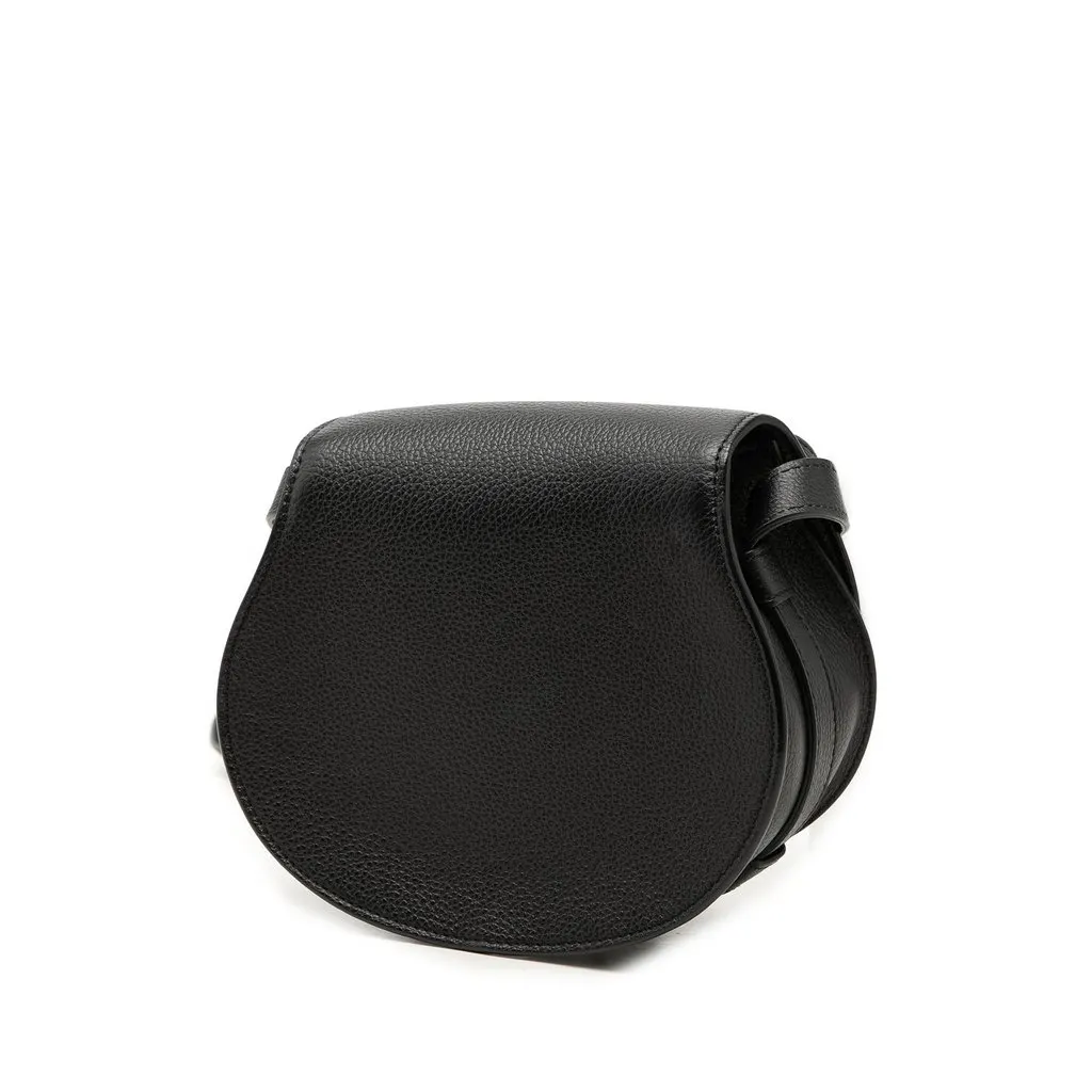 Chloé Small Grained Leather Marcie Saddle Crossbody Black Leather Very good - Back View